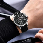 montre quartz homme étanche natation 100 mètres chronographe design sportif élégant