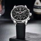 montre homme luxe contemporain bracelet nylon noir chronographe japonais performant