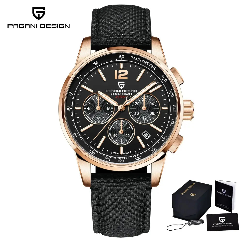 montre homme chronographe premium affichage date verre saphir et bracelet nylon