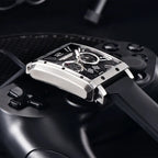 Montre skeleton rectangulaire au style audacieux et moderne