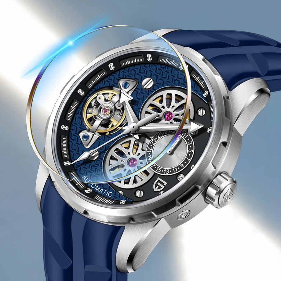 Montre homme tourbillon mécanique visible
